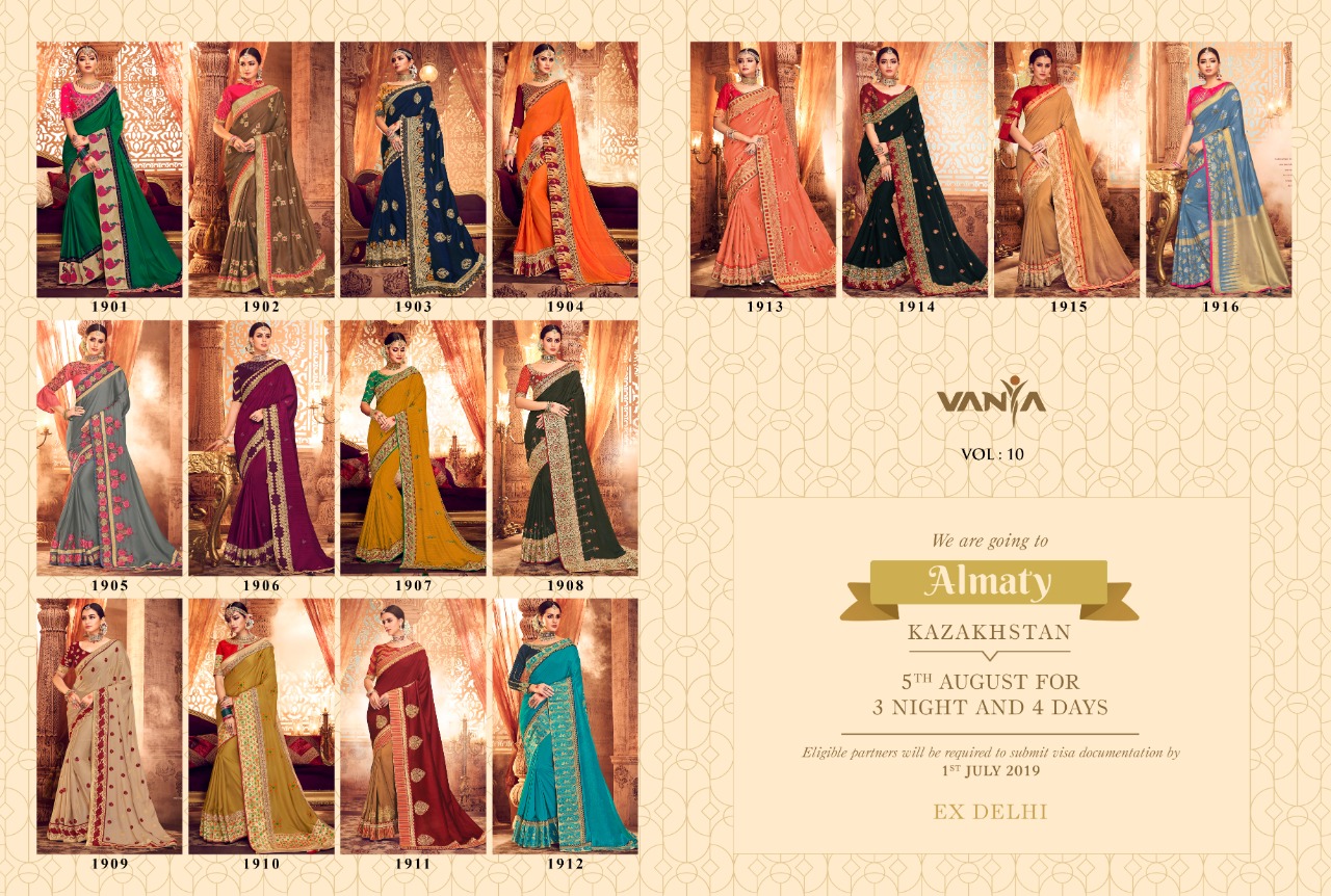 Vanya Vol-10 By Vanya 1901 To 1916 Series Indian Traditional Wear Collection Beautiful Stylish Fancy Colorful Party Wear & Occasional Wear Fancy Sarees At Wholesale Price
