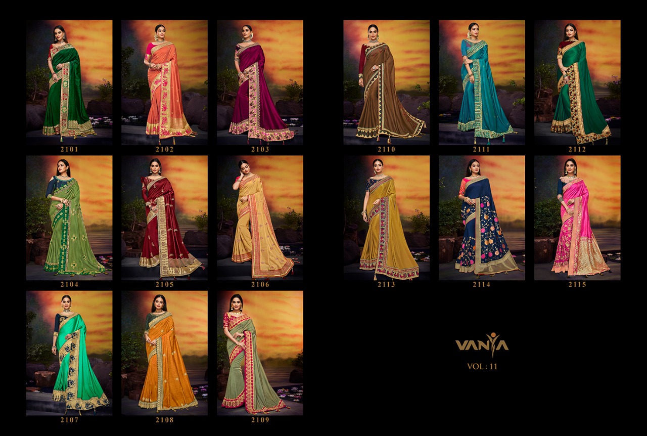 Vanya Vol-11 By Vanya 2101 To 2115 Series Indian Traditional Wear Collection Beautiful Stylish Fancy Colorful Party Wear & Occasional Wear Fancy Sarees At Wholesale Price