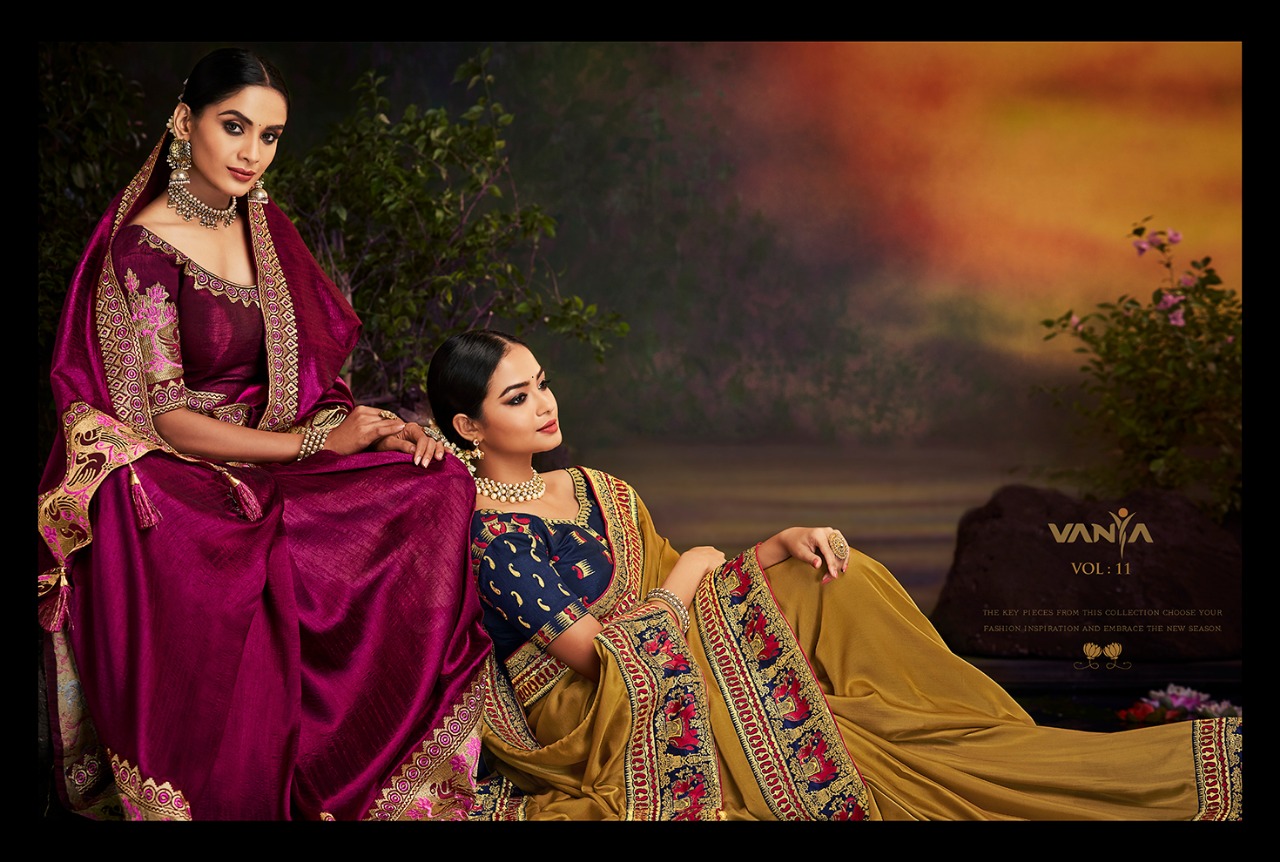Vanya Vol-11 By Vanya 2101 To 2115 Series Indian Traditional Wear Collection Beautiful Stylish Fancy Colorful Party Wear & Occasional Wear Fancy Sarees At Wholesale Price