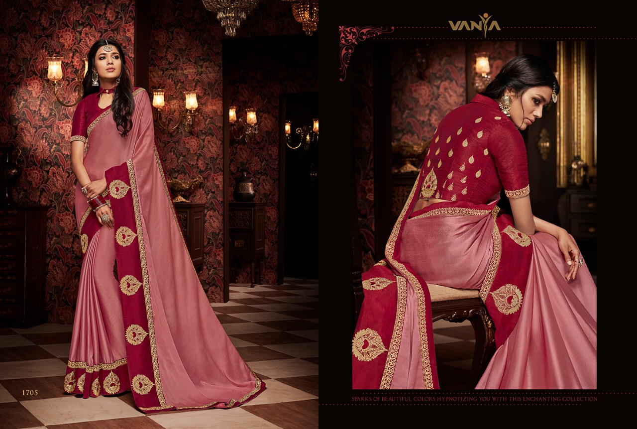 Vaniya Vol-8 By Vanya 1701 To 1719 Series Indian Traditional Wear Collection Beautiful Stylish Fancy Colorful Party Wear & Occasional Wear Sarees At Wholesale Price