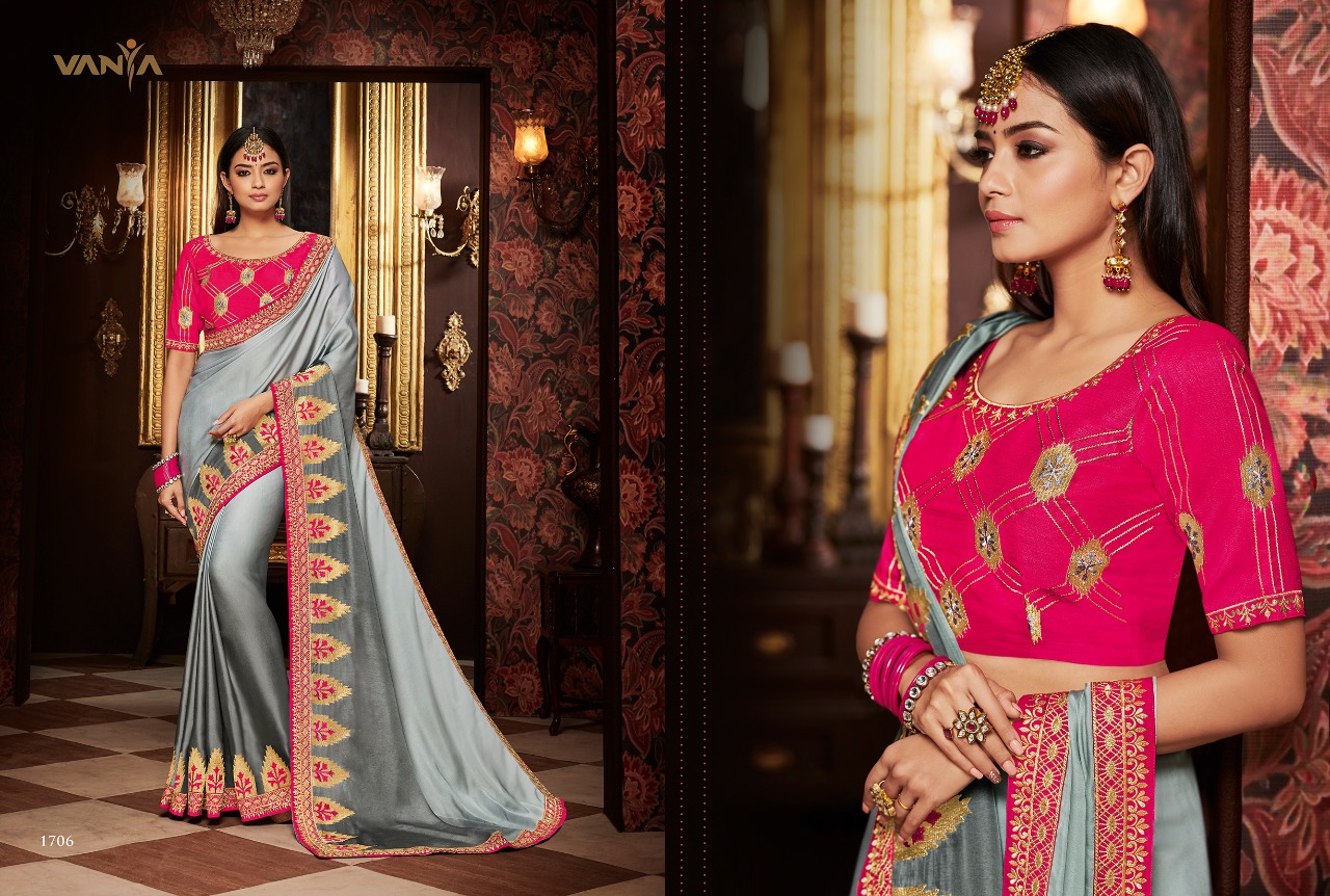 Vaniya Vol-8 By Vanya 1701 To 1719 Series Indian Traditional Wear Collection Beautiful Stylish Fancy Colorful Party Wear & Occasional Wear Sarees At Wholesale Price