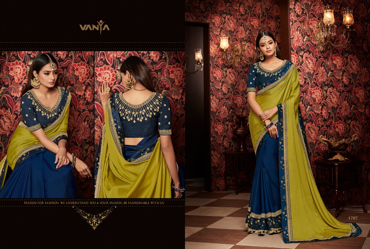 Vaniya Vol-8 By Vanya 1701 To 1719 Series Indian Traditional Wear Collection Beautiful Stylish Fancy Colorful Party Wear & Occasional Wear Sarees At Wholesale Price
