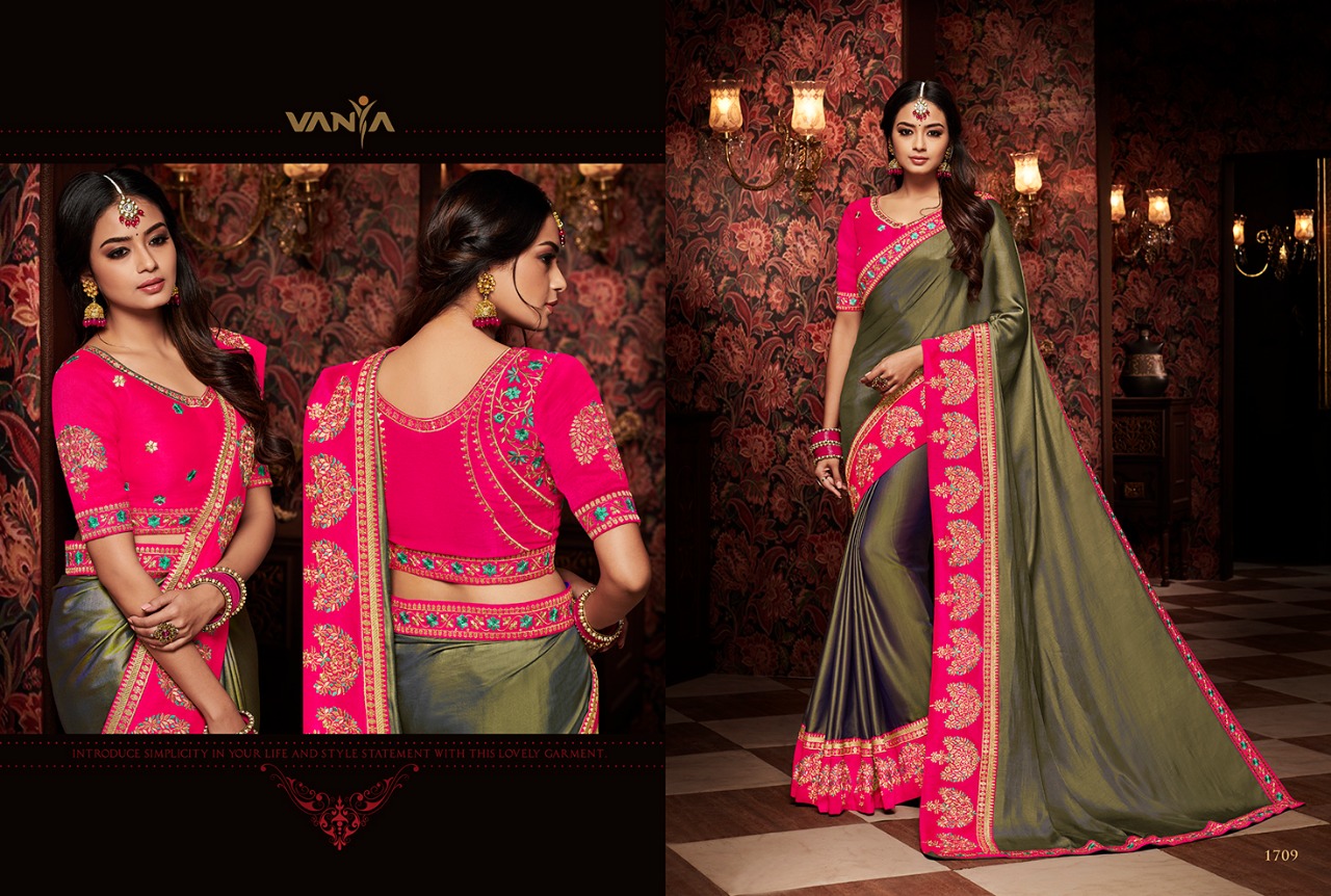 Vaniya Vol-8 By Vanya 1701 To 1719 Series Indian Traditional Wear Collection Beautiful Stylish Fancy Colorful Party Wear & Occasional Wear Sarees At Wholesale Price