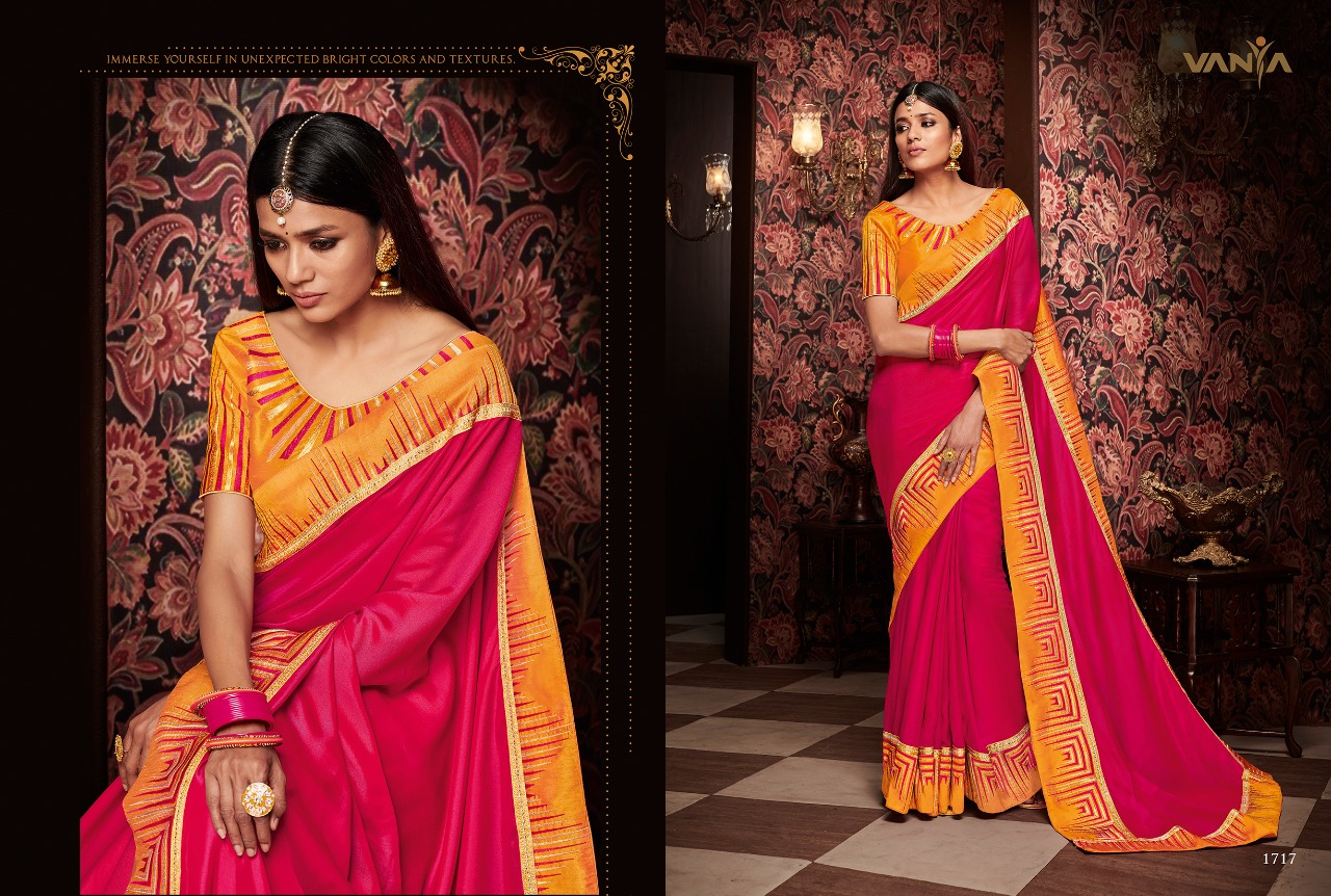 Vaniya Vol-8 By Vanya 1701 To 1719 Series Indian Traditional Wear Collection Beautiful Stylish Fancy Colorful Party Wear & Occasional Wear Sarees At Wholesale Price