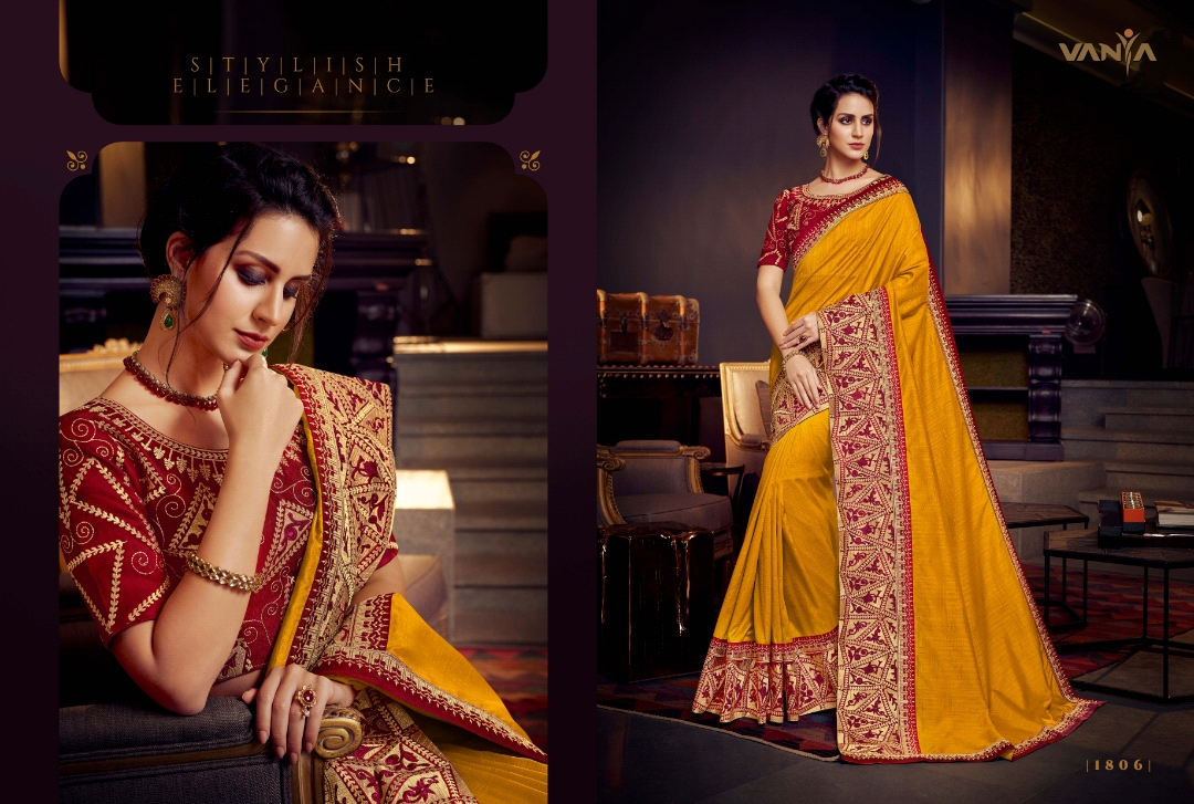 Vaniya Vol-9 By Vanya 1801 To 1815 Series Indian Traditional Wear Collection Beautiful Stylish Fancy Colorful Party Wear & Occasional Wear Fancy Sarees At Wholesale Price