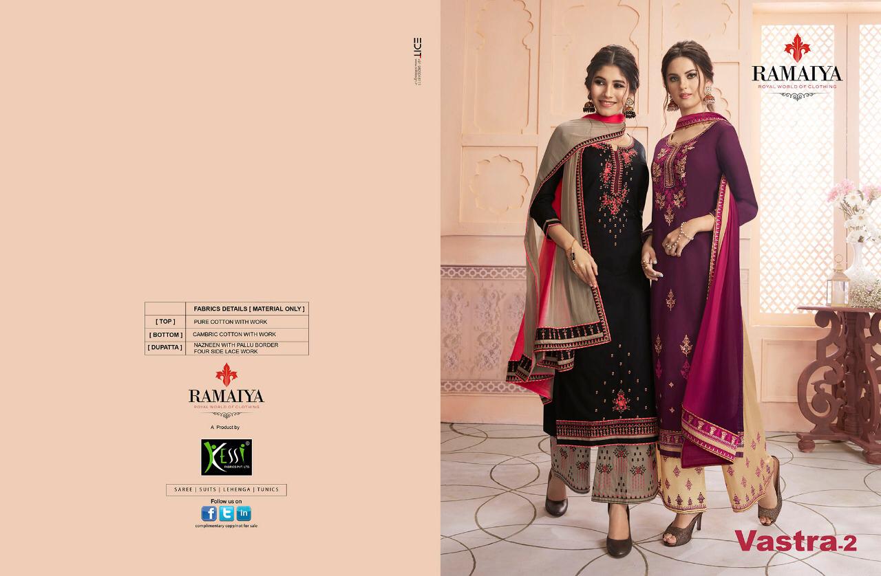 Vastra Vol-2 By Ramaiya 10041 To 10048 Series Beautiful Suits Collection Beautiful Stylish Fancy Colorful Casual Wear & Ethnic Wear Pure Cotton Work Dresses At Wholesale Price