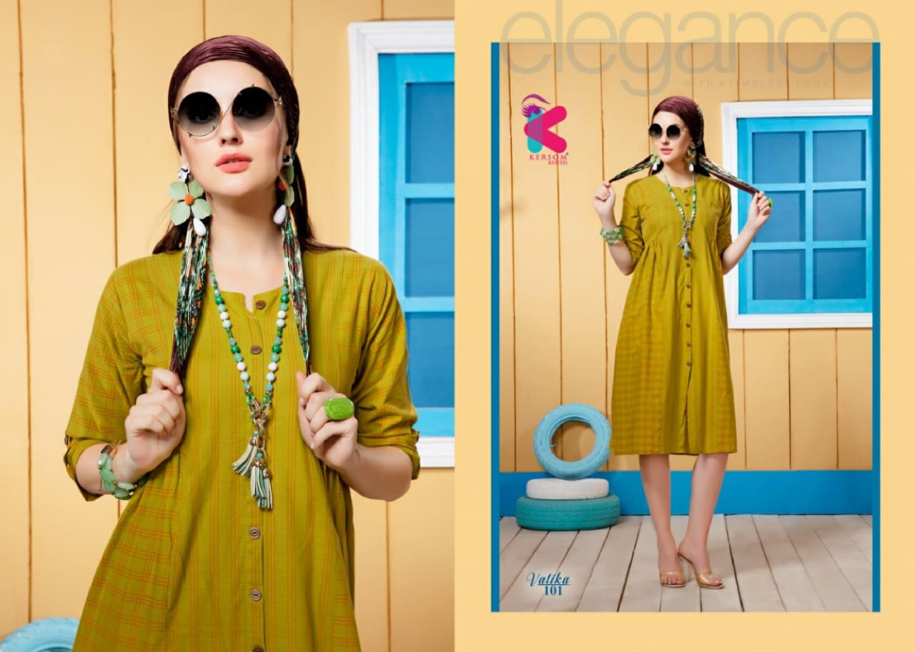 Vatika By Kersom 101 To 110 Series Beautiful Stylish Fancy Colorful Casual Wear & Ethnic Wear & Ready To Wear Heavy Cotton Lining Kurtis At Wholesale Price