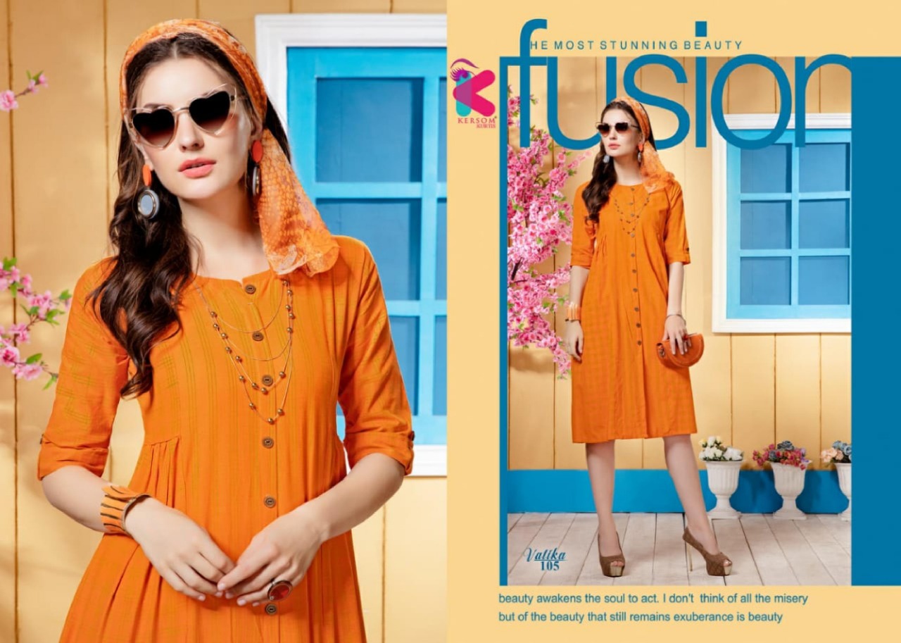 Vatika By Kersom 101 To 110 Series Beautiful Stylish Fancy Colorful Casual Wear & Ethnic Wear & Ready To Wear Heavy Cotton Lining Kurtis At Wholesale Price