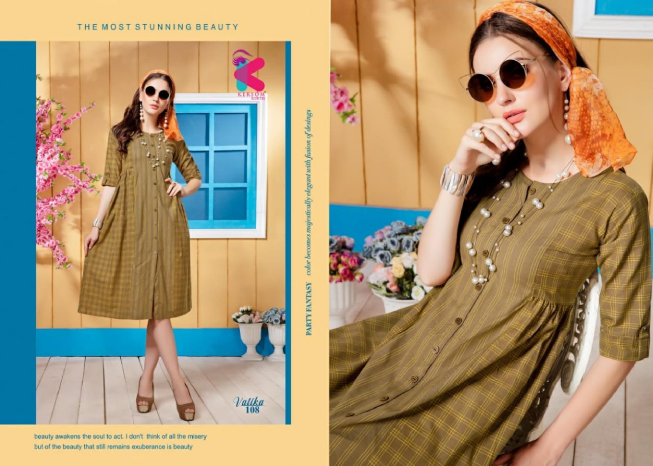 Vatika By Kersom 101 To 110 Series Beautiful Stylish Fancy Colorful Casual Wear & Ethnic Wear & Ready To Wear Heavy Cotton Lining Kurtis At Wholesale Price