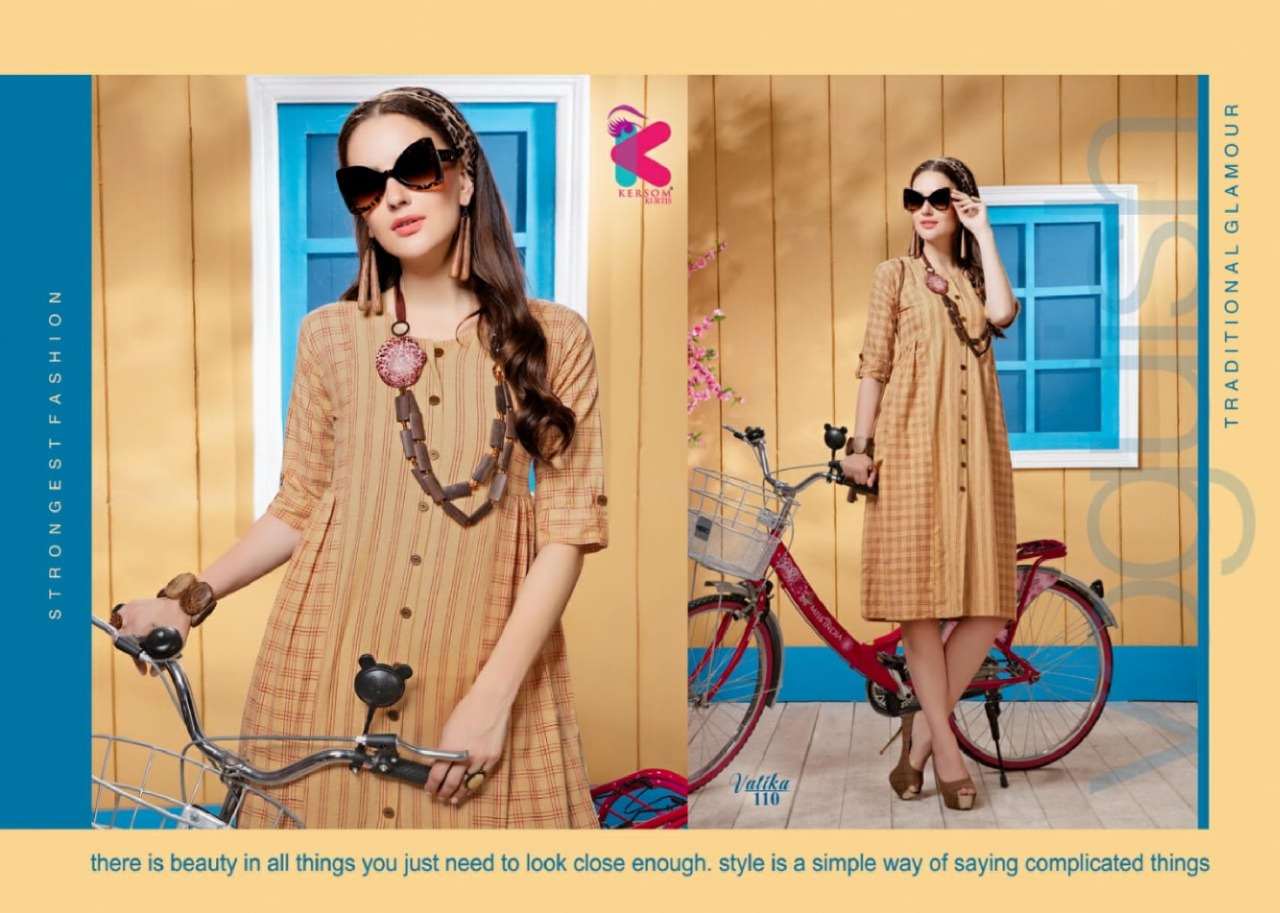 Vatika By Kersom 101 To 110 Series Beautiful Stylish Fancy Colorful Casual Wear & Ethnic Wear & Ready To Wear Heavy Cotton Lining Kurtis At Wholesale Price