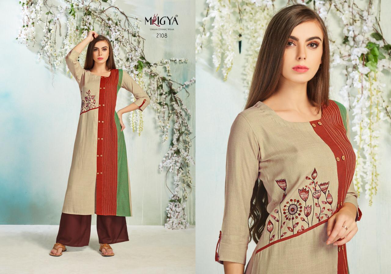 Veda-3 By Mrigya 2108 To 2115 Series Beautiful Colorful Stylish Fancy Casual Wear & Ethnic Wear & Ready To Wear Rayon Printed Kurtis At Wholesale Price