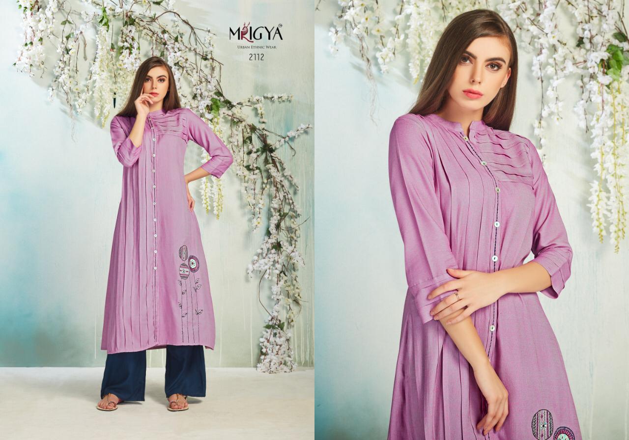 Veda-3 By Mrigya 2108 To 2115 Series Beautiful Colorful Stylish Fancy Casual Wear & Ethnic Wear & Ready To Wear Rayon Printed Kurtis At Wholesale Price