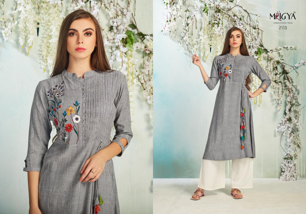 Veda-3 By Mrigya 2108 To 2115 Series Beautiful Colorful Stylish Fancy Casual Wear & Ethnic Wear & Ready To Wear Rayon Printed Kurtis At Wholesale Price