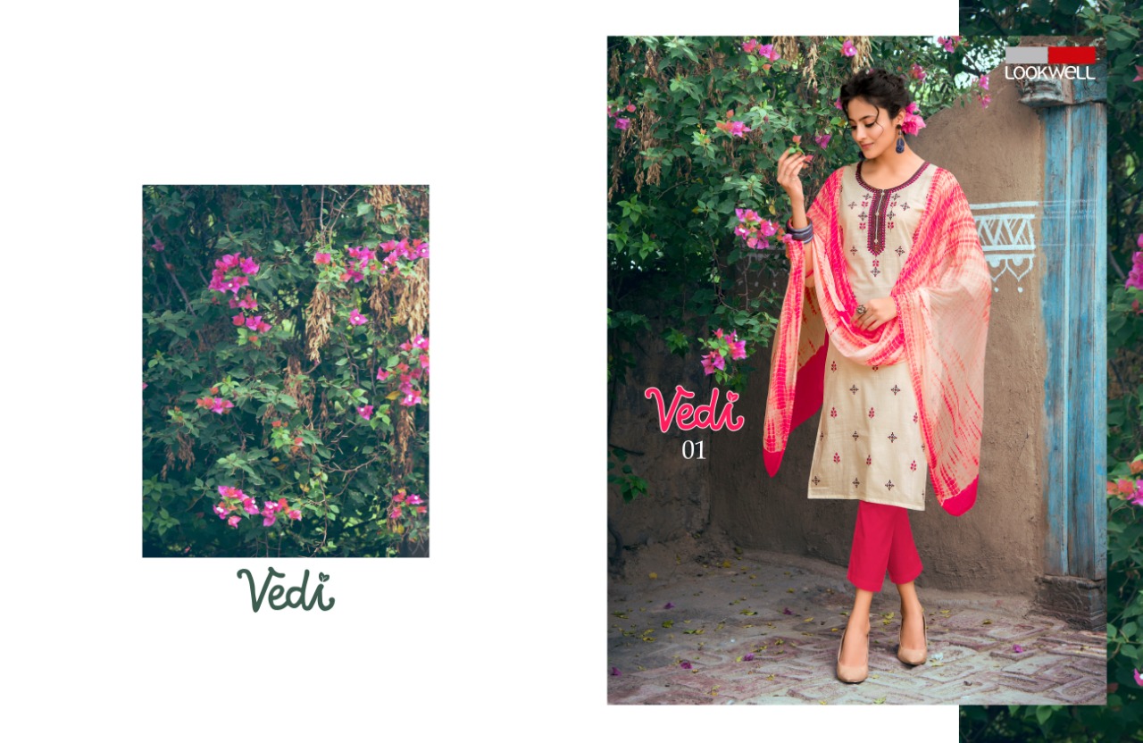 Vedi By Lookwell 01 To 06 Series Suits Beautiful Stylish Fancy Colorful Designer Party Wear & Ethnic Wear Pure Cotton Embroidered Dresses At Wholesale Price