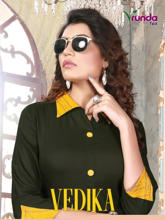 Vedika By Vrunda Tex 1191 To 1195 Series Beautiful Colorful Stylish Fancy Casual Wear & Ethnic Wear & Ready To Wear Heavy Rayon Printed Kurtis At Wholesale Price