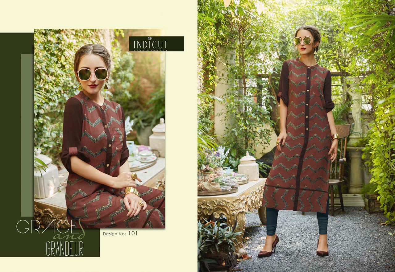 Verve By Indicut 101 To 111 Series Beautiful Stylish Fancy Colorful Casual Wear & Ethnic Wear & Ready To Wear Viscose Printed Kurtis At Wholesale Price