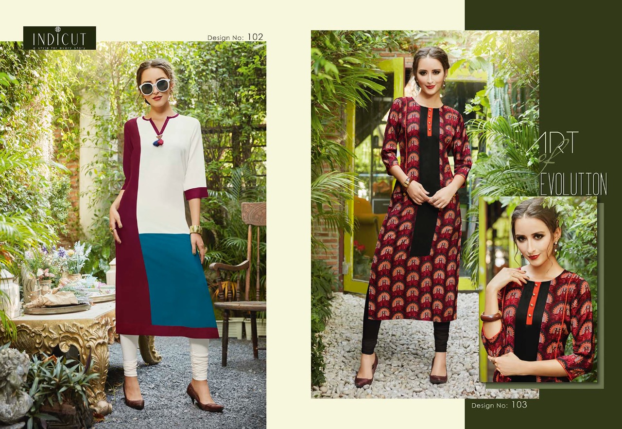 Verve By Indicut 101 To 111 Series Beautiful Stylish Fancy Colorful Casual Wear & Ethnic Wear & Ready To Wear Viscose Printed Kurtis At Wholesale Price