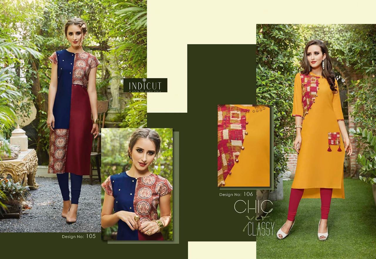 Verve By Indicut 101 To 111 Series Beautiful Stylish Fancy Colorful Casual Wear & Ethnic Wear & Ready To Wear Viscose Printed Kurtis At Wholesale Price