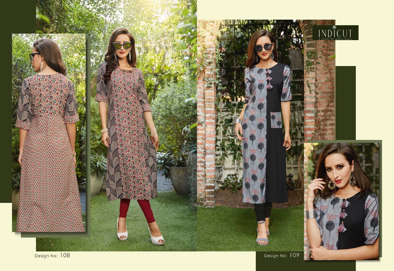 Verve By Indicut 101 To 111 Series Beautiful Stylish Fancy Colorful Casual Wear & Ethnic Wear & Ready To Wear Viscose Printed Kurtis At Wholesale Price