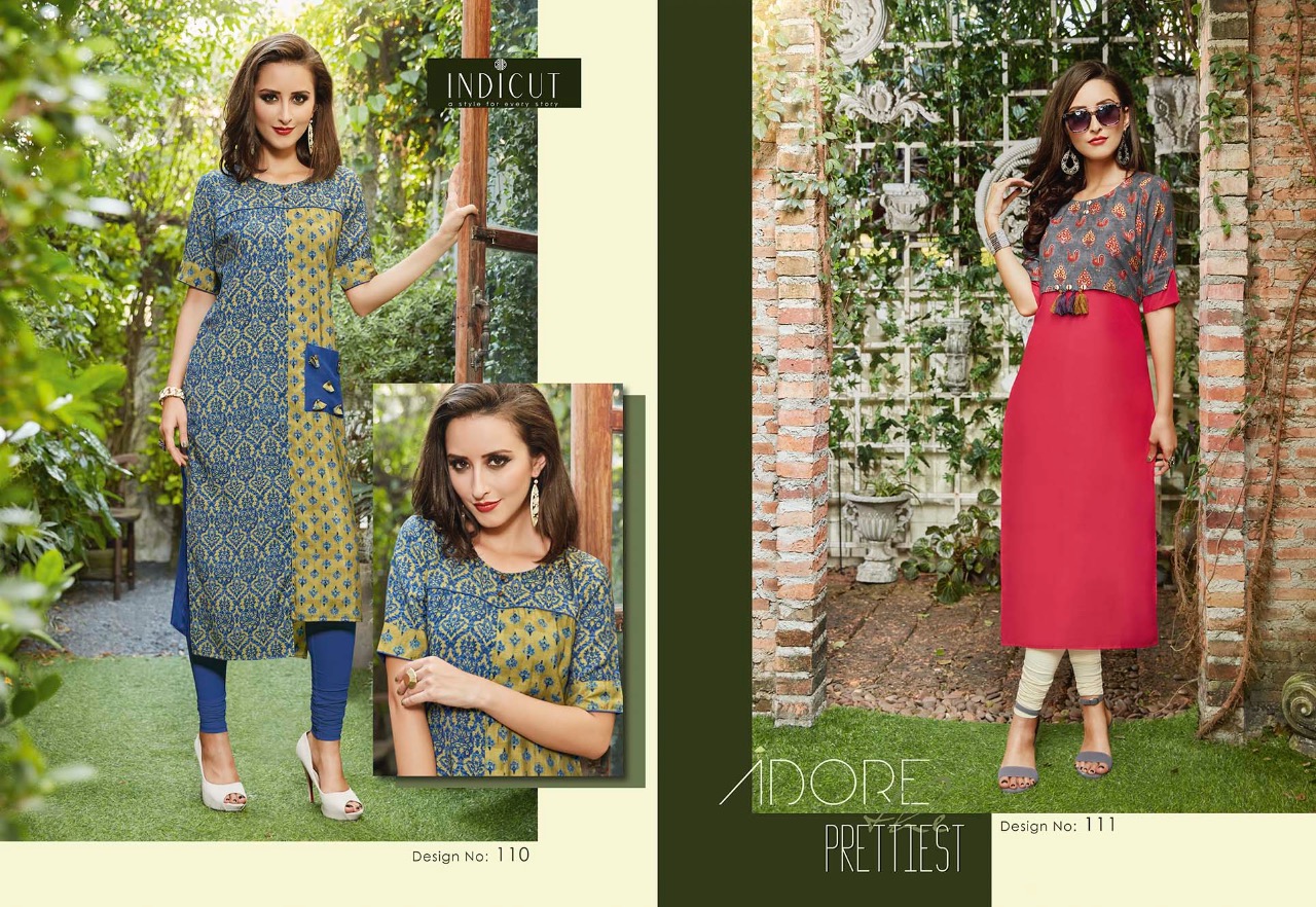 Verve By Indicut 101 To 111 Series Beautiful Stylish Fancy Colorful Casual Wear & Ethnic Wear & Ready To Wear Viscose Printed Kurtis At Wholesale Price