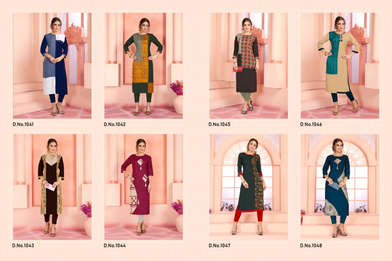 Victoria By Vrunda Tex 1041 To 1408 Beautiful Stylish Fancy Colorful Casual Wear & Ethnic Wear & Ready To Wear Heavy Rayon Printed Kurtis At Wholesale Price