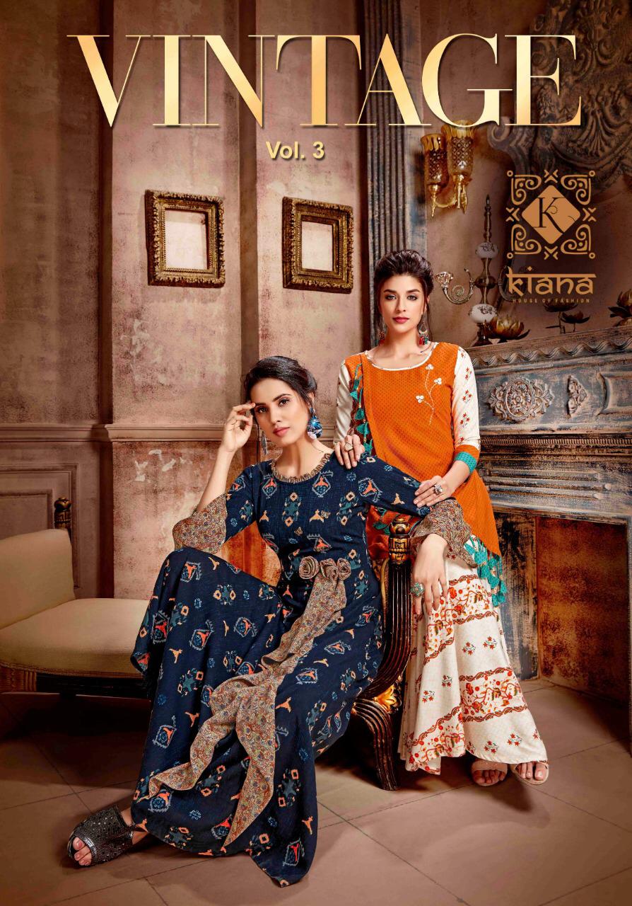 Vintage Vol-3 By Kiana 301 To 310 Series Indian Traditional Wear Collection Beautiful Stylish Fancy Colorful Party Wear & Occasional Wear Rayon Print And Embroidered Work At Wholesale Price