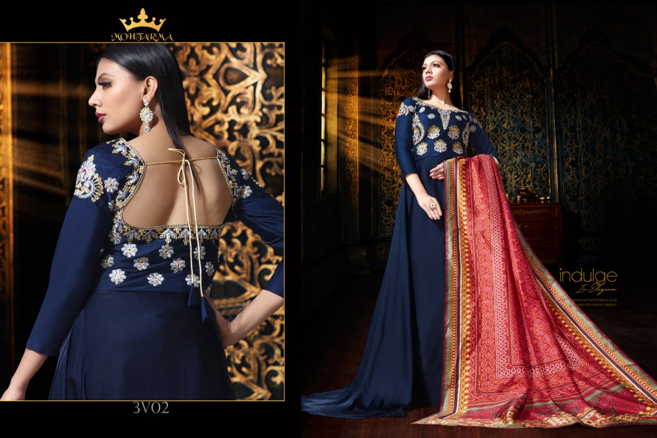 Virasat By Mohtarma Fabrics 01 To 04 Series Designer Suits Colorful Stylish Fancy Beautiful Collection Casual Wear & Ethnic Wear Satin Georgette Embroidered Dresses At Wholesale Price