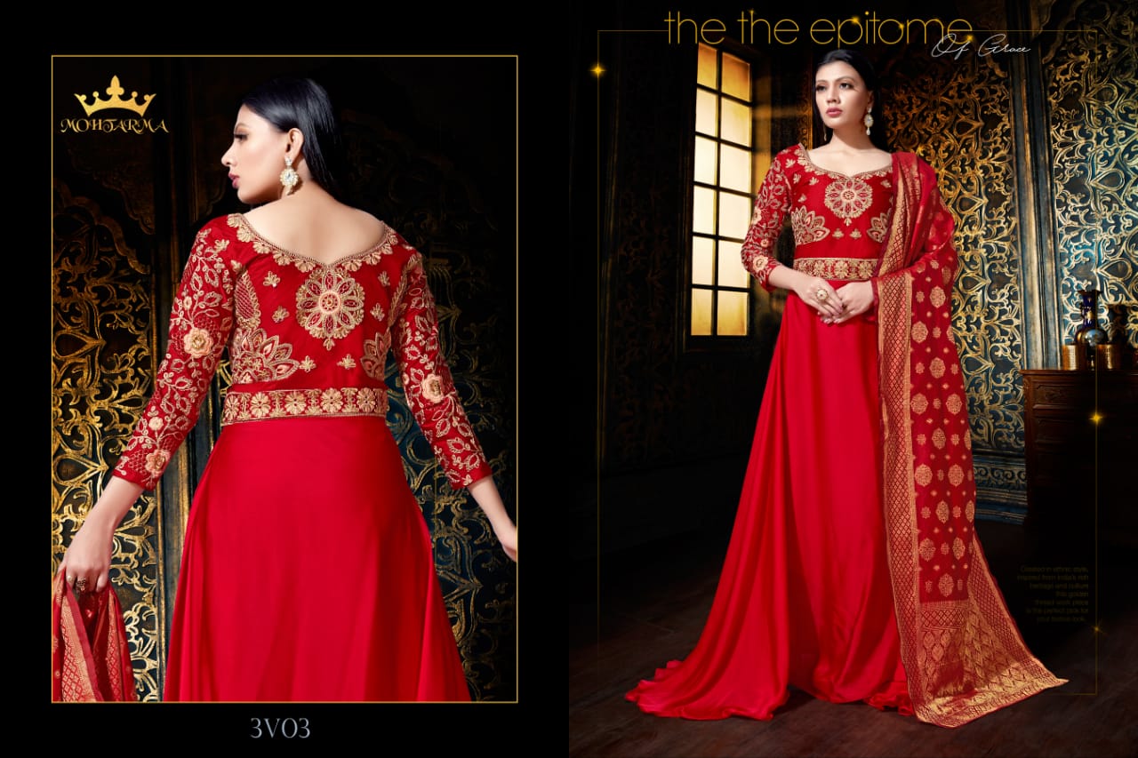 Virasat By Mohtarma Fabrics 01 To 04 Series Designer Suits Colorful Stylish Fancy Beautiful Collection Casual Wear & Ethnic Wear Satin Georgette Embroidered Dresses At Wholesale Price