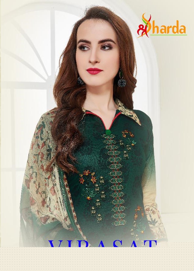 Virasat By Sharda 1001 To 1007 Series Beautiful Suits Stylish Fancy Colorful Casual Wear & Ethnic Wear Pure Cotton Digital Print With Embroidery Dresses At Wholesale Price