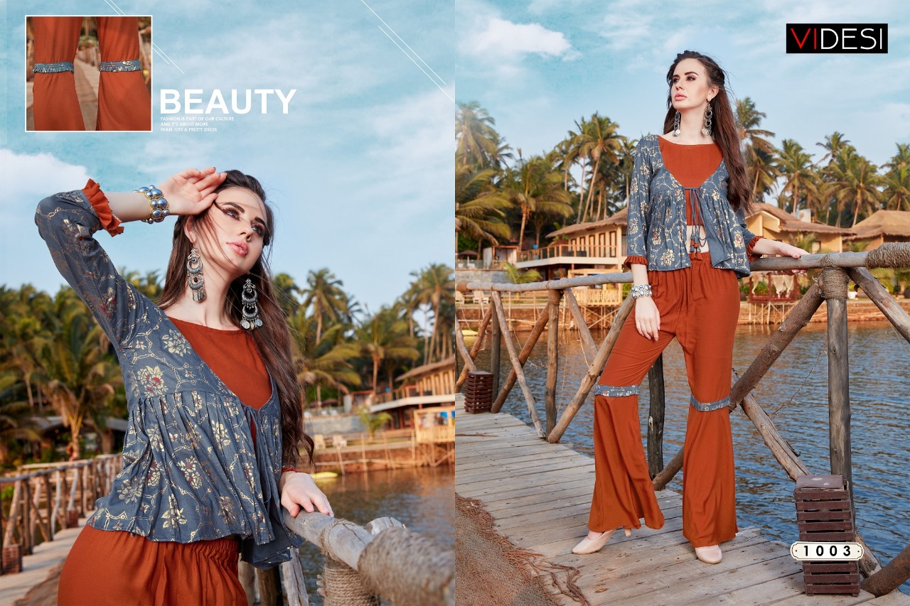 Virasat By Videsi 1001 To 1004 Series Designer Beautiful Stylish Colorful Fancy Ready To Wear & Casual Wear & Ethnic Wear Pure Cotton/rayon Printed Kurtis With Bottom At Wholesale Price