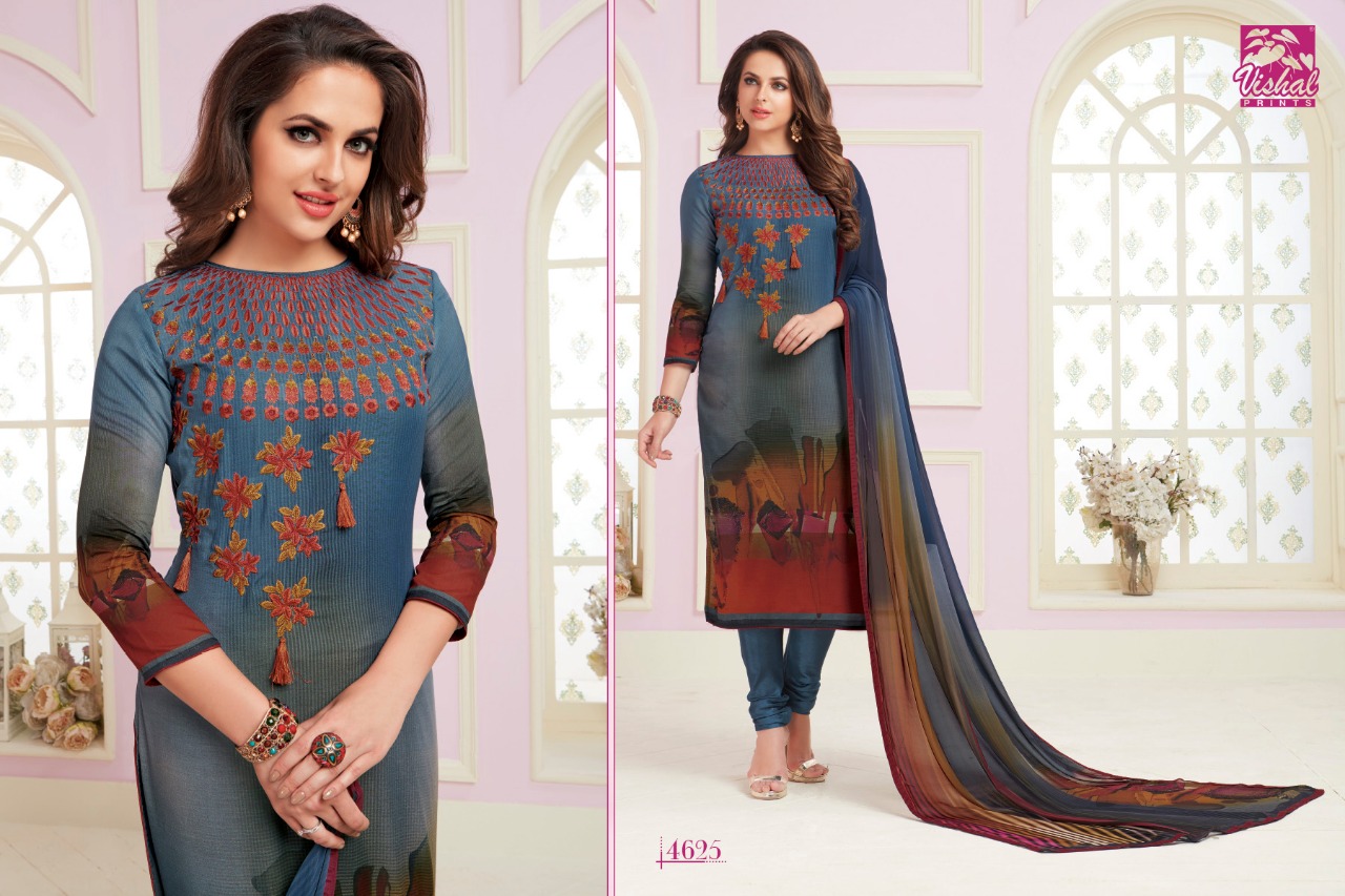 Vishal 4625 Series By Vishal Prints 4625 To 4634 Series Beautiful Stylish Fancy Colorful Party Wear & Ethnic Wear Crepe Printed Dresses At Wholesale Price