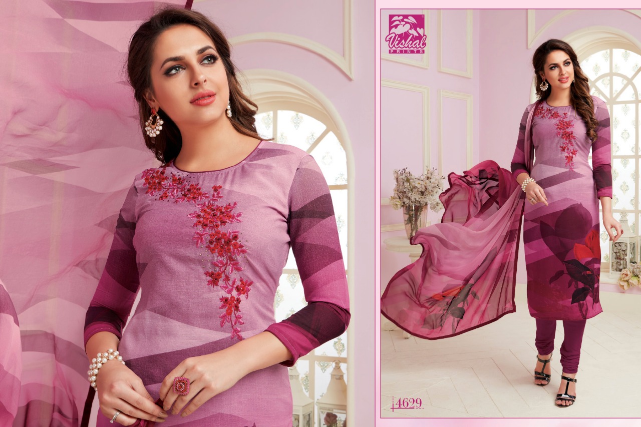 Vishal 4625 Series By Vishal Prints 4625 To 4634 Series Beautiful Stylish Fancy Colorful Party Wear & Ethnic Wear Crepe Printed Dresses At Wholesale Price