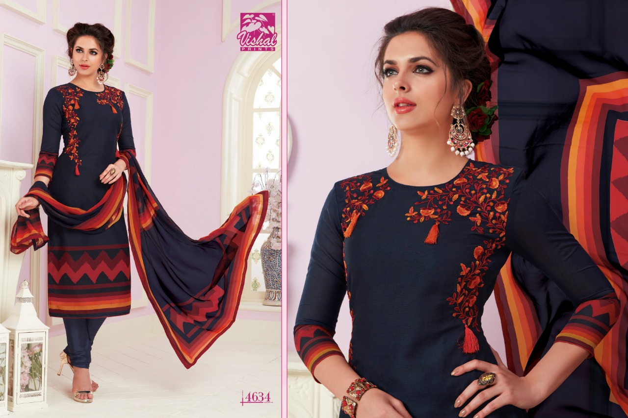 Vishal 4625 Series By Vishal Prints 4625 To 4634 Series Beautiful Stylish Fancy Colorful Party Wear & Ethnic Wear Crepe Printed Dresses At Wholesale Price