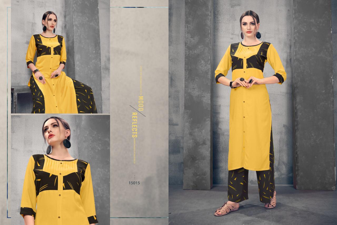 Vision Vol-2 By Amaaya Garments 15015 To 15020 Series Beautiful Stylish Fancy Colorful Casual Wear & Ethnic Wear & Ready To Wear Rayon Dyed Kurtis With Bottom At Wholesale Price