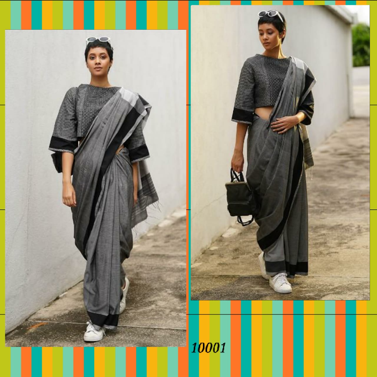 Voguevilla By Waga 10001 To 10009 Series Indian Traditional Wear Collection Beautiful Stylish Fancy Colorful Party Wear & Occasional Wear Linen Cotton Slub Sarees At Wholesale Price