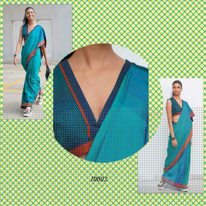 Voguevilla By Waga 10001 To 10009 Series Indian Traditional Wear Collection Beautiful Stylish Fancy Colorful Party Wear & Occasional Wear Linen Cotton Slub Sarees At Wholesale Price