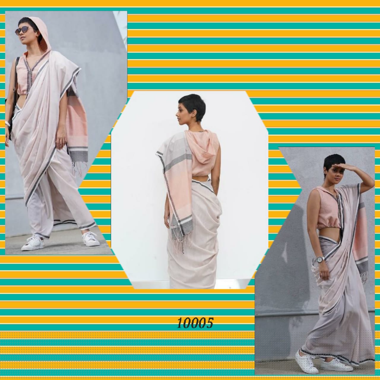 Voguevilla By Waga 10001 To 10009 Series Indian Traditional Wear Collection Beautiful Stylish Fancy Colorful Party Wear & Occasional Wear Linen Cotton Slub Sarees At Wholesale Price