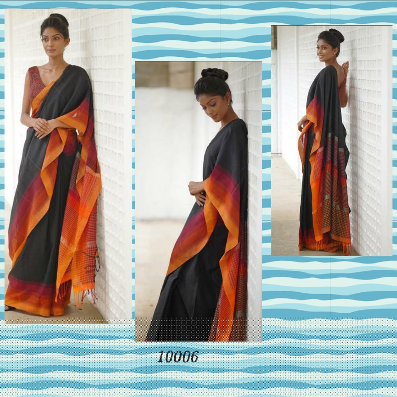 Voguevilla By Waga 10001 To 10009 Series Indian Traditional Wear Collection Beautiful Stylish Fancy Colorful Party Wear & Occasional Wear Linen Cotton Slub Sarees At Wholesale Price