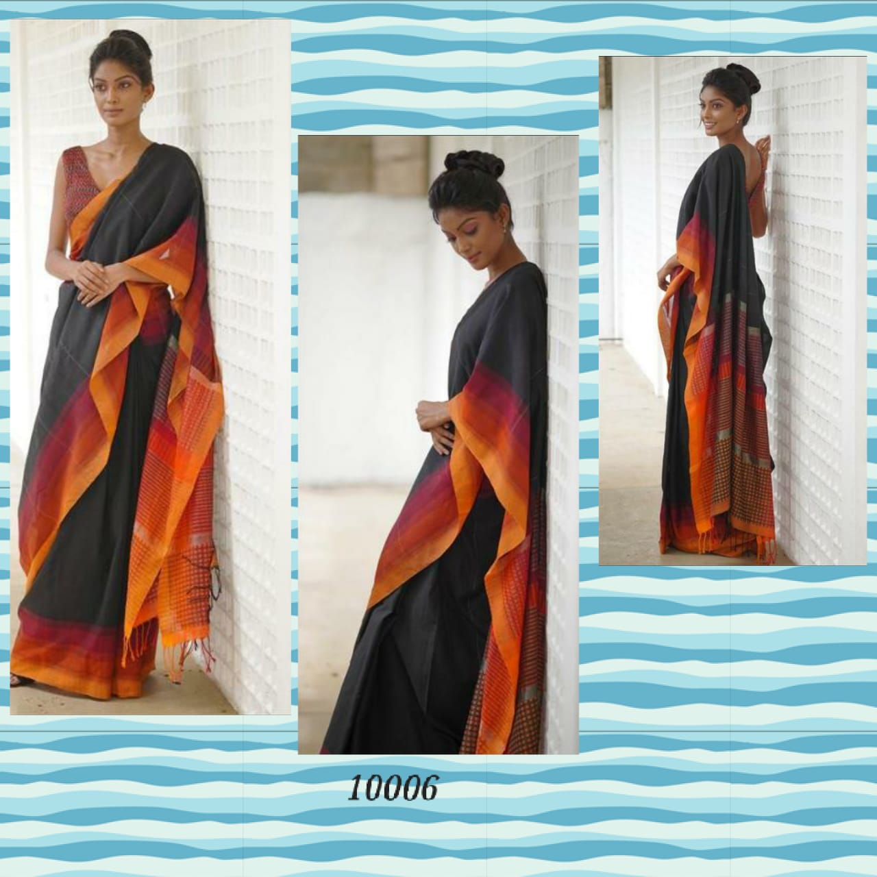 Voguevilla By Waga  10001 To 10009 Series Indian Traditional Wear Collection Beautiful Stylish Fancy Colorful Party Wear & Occasional Wear Linen Cotton Slub Sarees At Wholesale Price