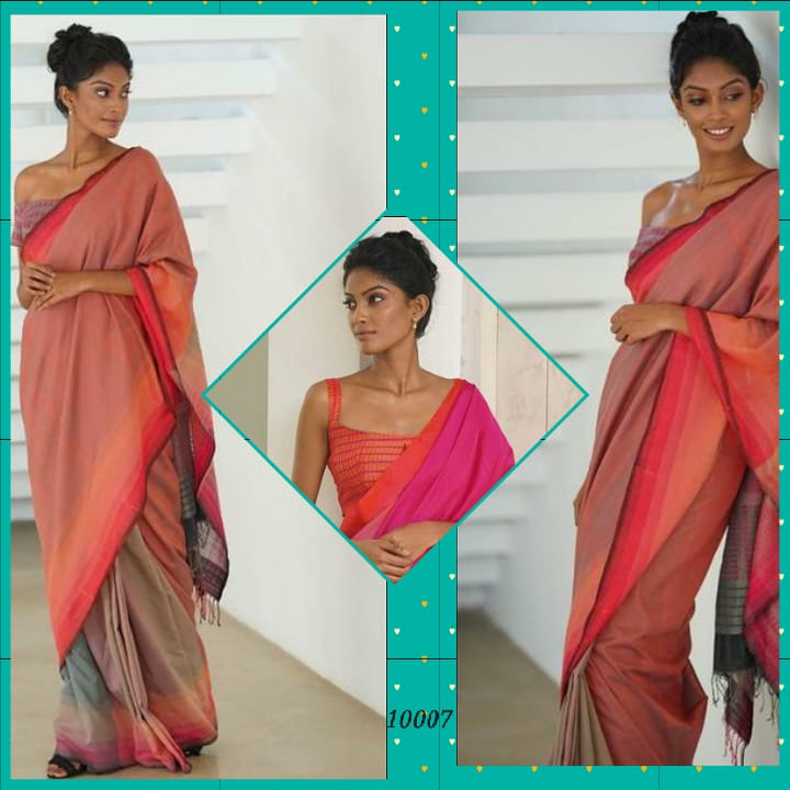 Voguevilla By Waga 10001 To 10009 Series Indian Traditional Wear Collection Beautiful Stylish Fancy Colorful Party Wear & Occasional Wear Linen Cotton Slub Sarees At Wholesale Price