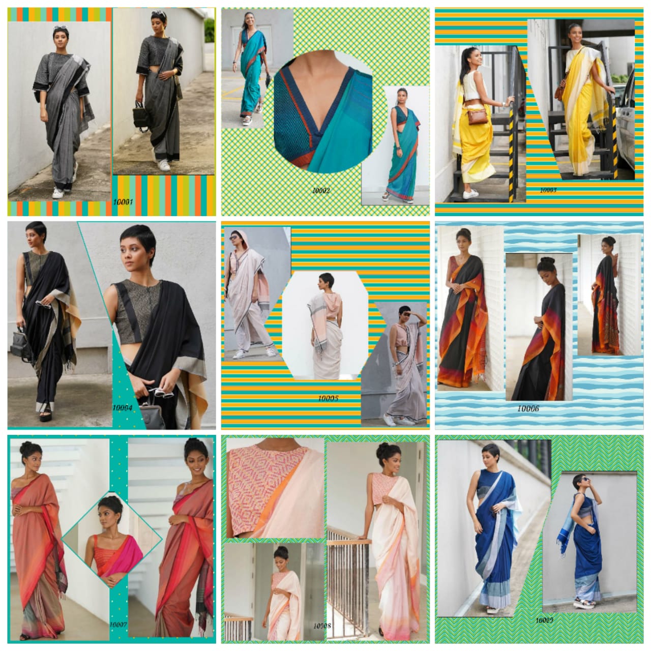 Voguevilla By Waga 10001 To 10009 Series Indian Traditional Wear Collection Beautiful Stylish Fancy Colorful Party Wear & Occasional Wear Linen Cotton Slub Sarees At Wholesale Price