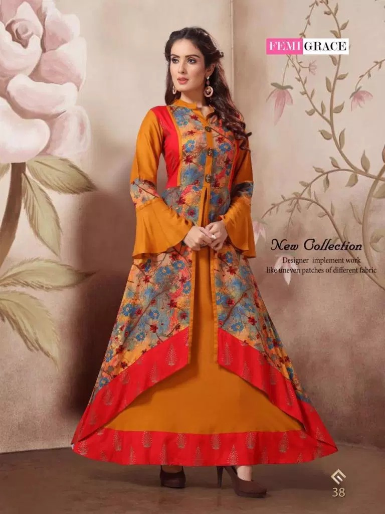 Femigrace Vol-7 By Femigrace 37 To 44 Series Beautiful Colorful Stylish Fancy Casual Wear & Ethnic Wear & Ready To Wear Rayon Printed Gowns At Wholesale Price