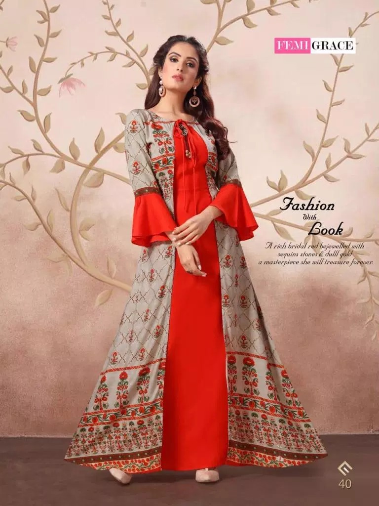 Femigrace Vol-7 By Femigrace 37 To 44 Series Beautiful Colorful Stylish Fancy Casual Wear & Ethnic Wear & Ready To Wear Rayon Printed Gowns At Wholesale Price