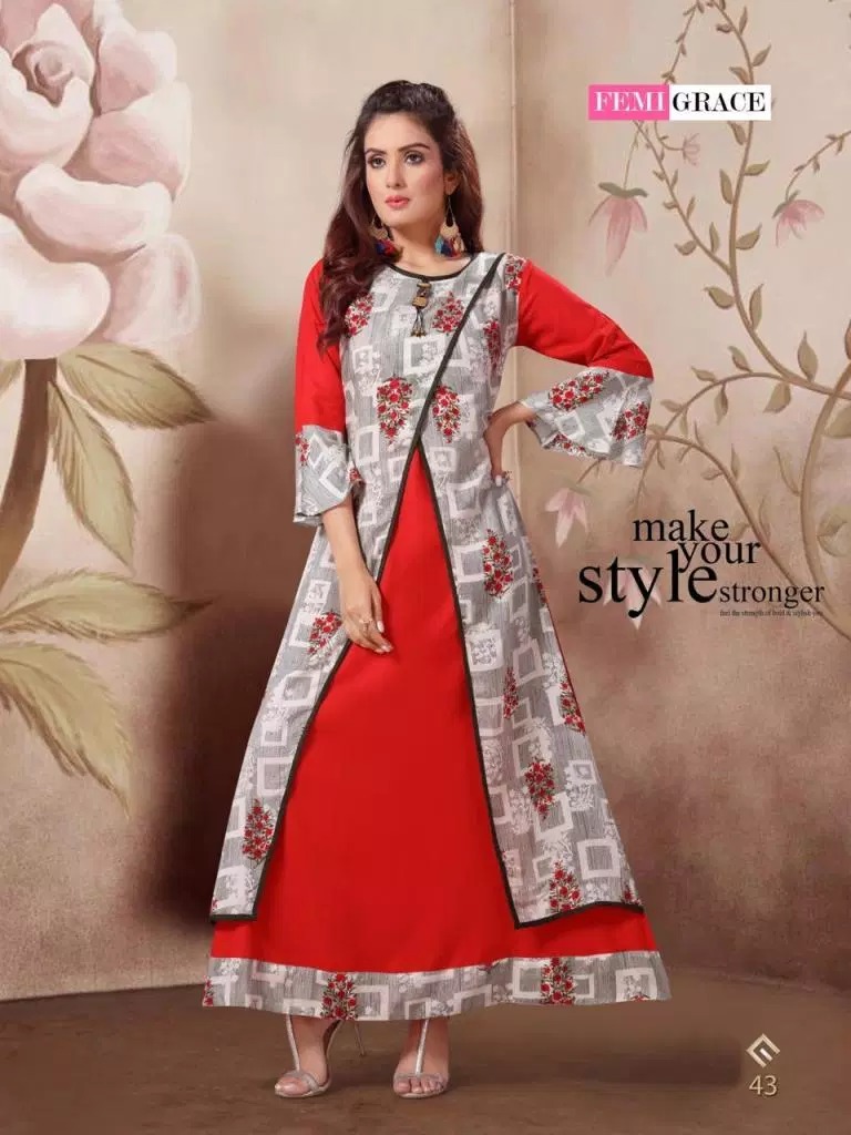 Femigrace Vol-7 By Femigrace 37 To 44 Series Beautiful Colorful Stylish Fancy Casual Wear & Ethnic Wear & Ready To Wear Rayon Printed Gowns At Wholesale Price
