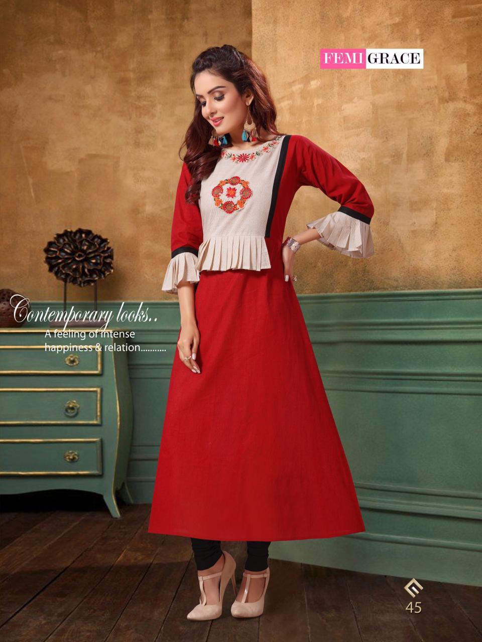 Femigrace Vol-8 By Femigrace 45 To 50 Series Beautiful Colorful Stylish Fancy Casual Wear & Ethnic Wear & Ready To Wear Cotton Printed Gowns At Wholesale Price