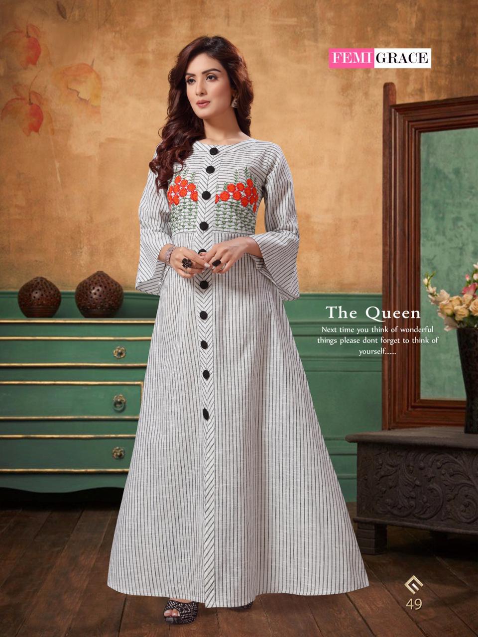 Femigrace Vol-8 By Femigrace 45 To 50 Series Beautiful Colorful Stylish Fancy Casual Wear & Ethnic Wear & Ready To Wear Cotton Printed Gowns At Wholesale Price