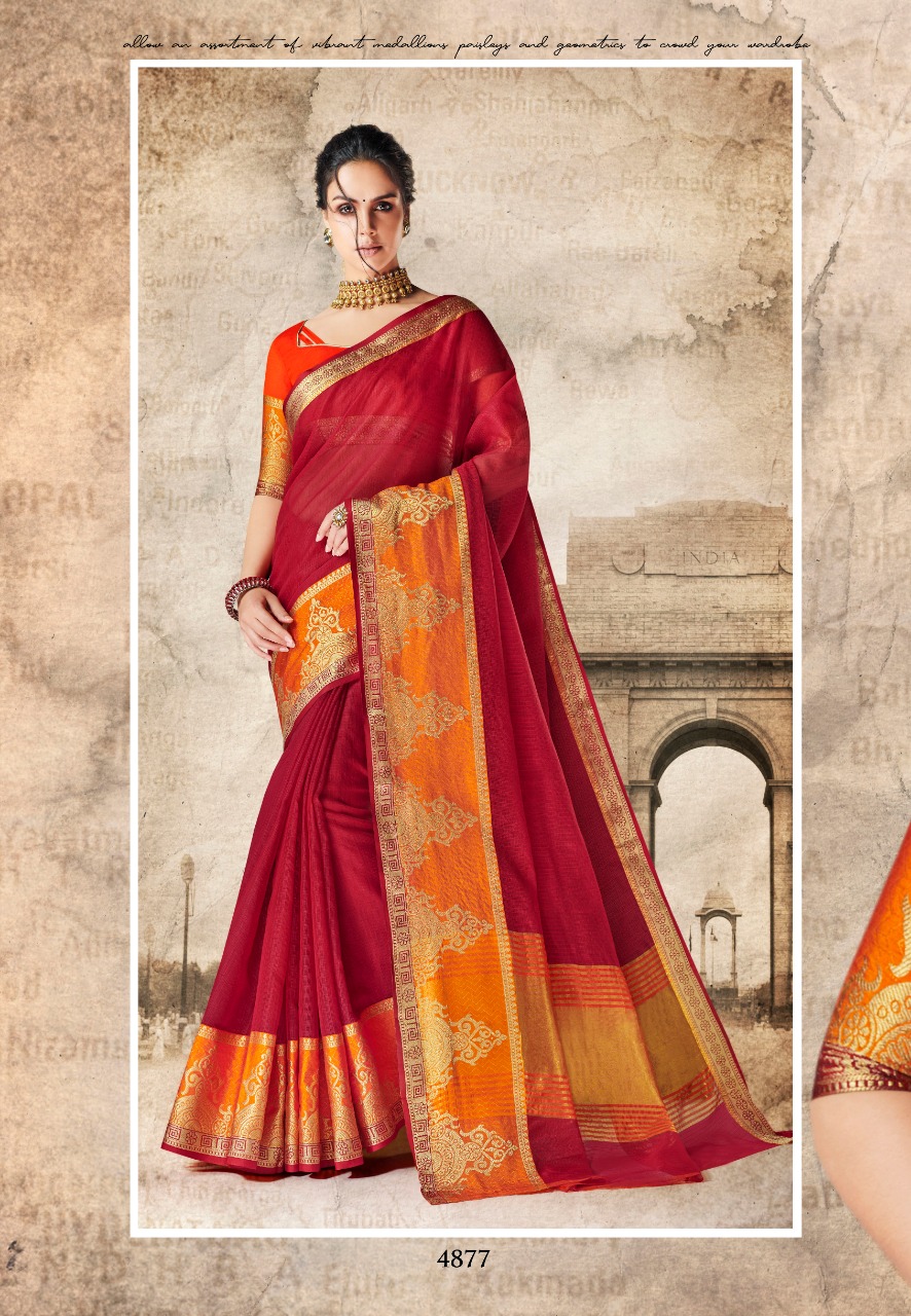 Vrinda Cotton Vol-2 By Shangrila Sarees 4871 To 4882 Series Indian Traditional Wear Collection Beautiful Stylish Fancy Colorful Party Wear & Ethnic Wear Cotton Silk Printed Sarees At Wholesale Price