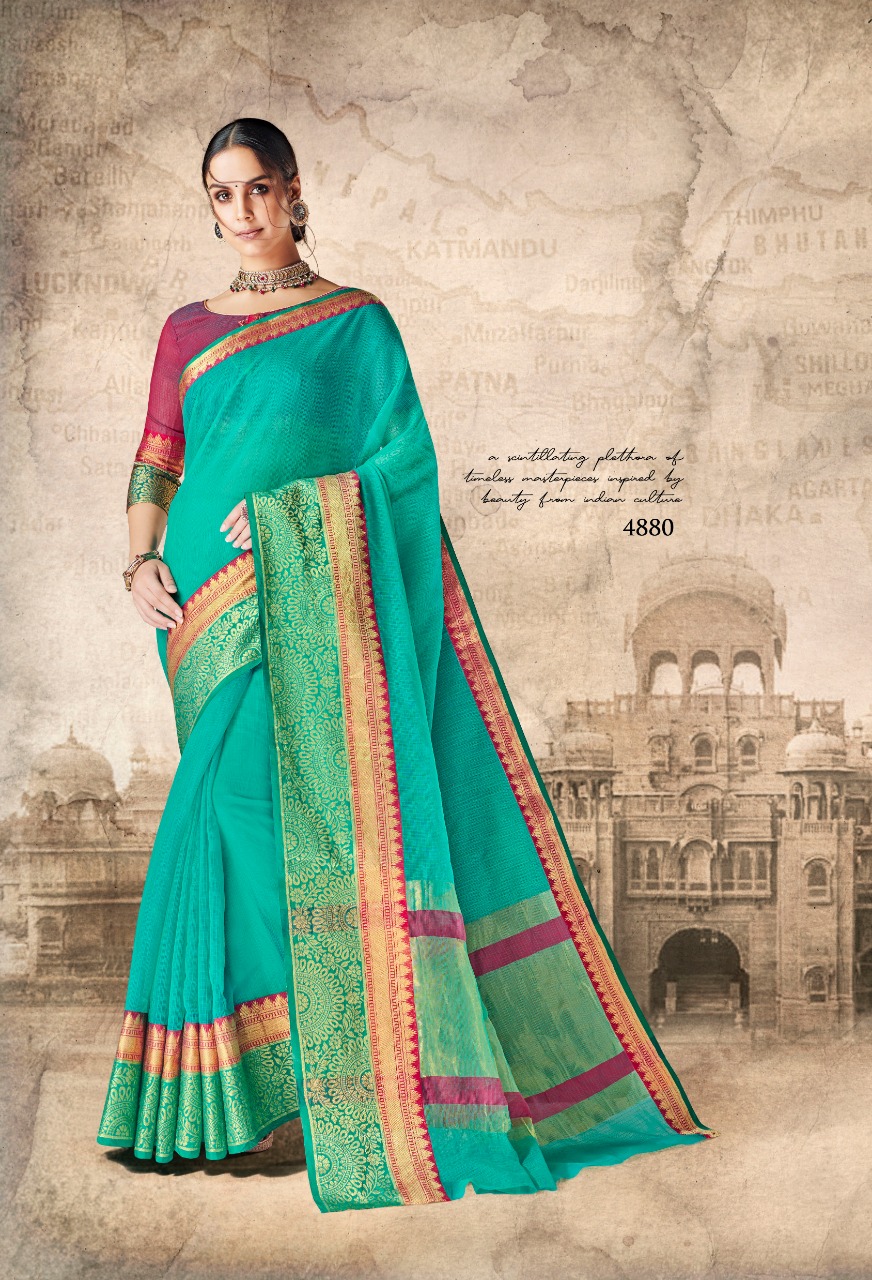 Vrinda Cotton Vol-2 By Shangrila Sarees 4871 To 4882 Series Indian Traditional Wear Collection Beautiful Stylish Fancy Colorful Party Wear & Ethnic Wear Cotton Silk Printed Sarees At Wholesale Price