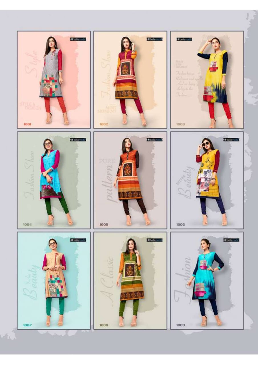 W-style By Bellemoda 1001 To 1016 Series Beautiful Stylish Colorful Fancy Party Wear & Ethnic Wear & Ready To Wear Rayon Printed Kurtis At Wholesale Price