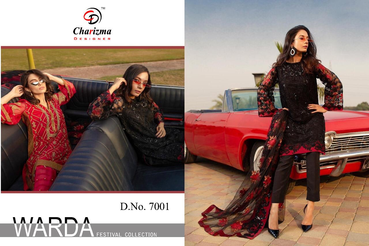 Warda By Charizma Designer 7001 To 7005 Series Pakistani Designer Suit Collection Beautiful Stylish Fancy Colorful Party Wear & Occasional Wear Faux Georgette Embroidered Dresses At Wholesale Price